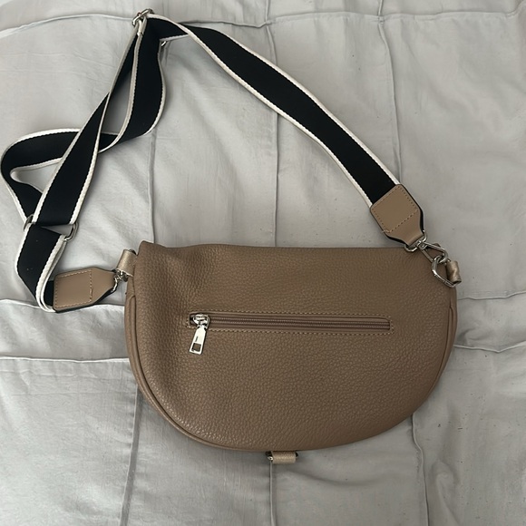 Tan Crescent Crossbody Bag with Adjustable Strap - Picture 4 of 9
